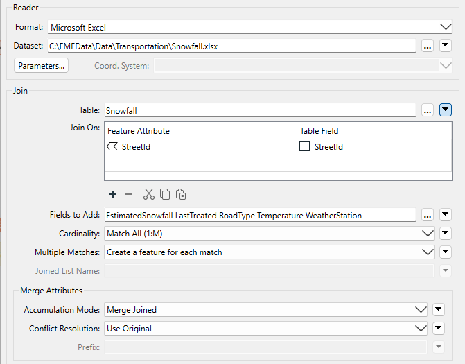DatabaseJoiner parameters